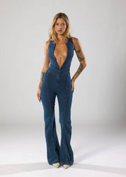 Denim Jumpsuit Dames met Hartvormige Uitsnede - Valentina Romano