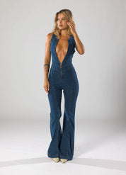Denim Jumpsuit Dames met Hartvormige Uitsnede - Valentina Romano