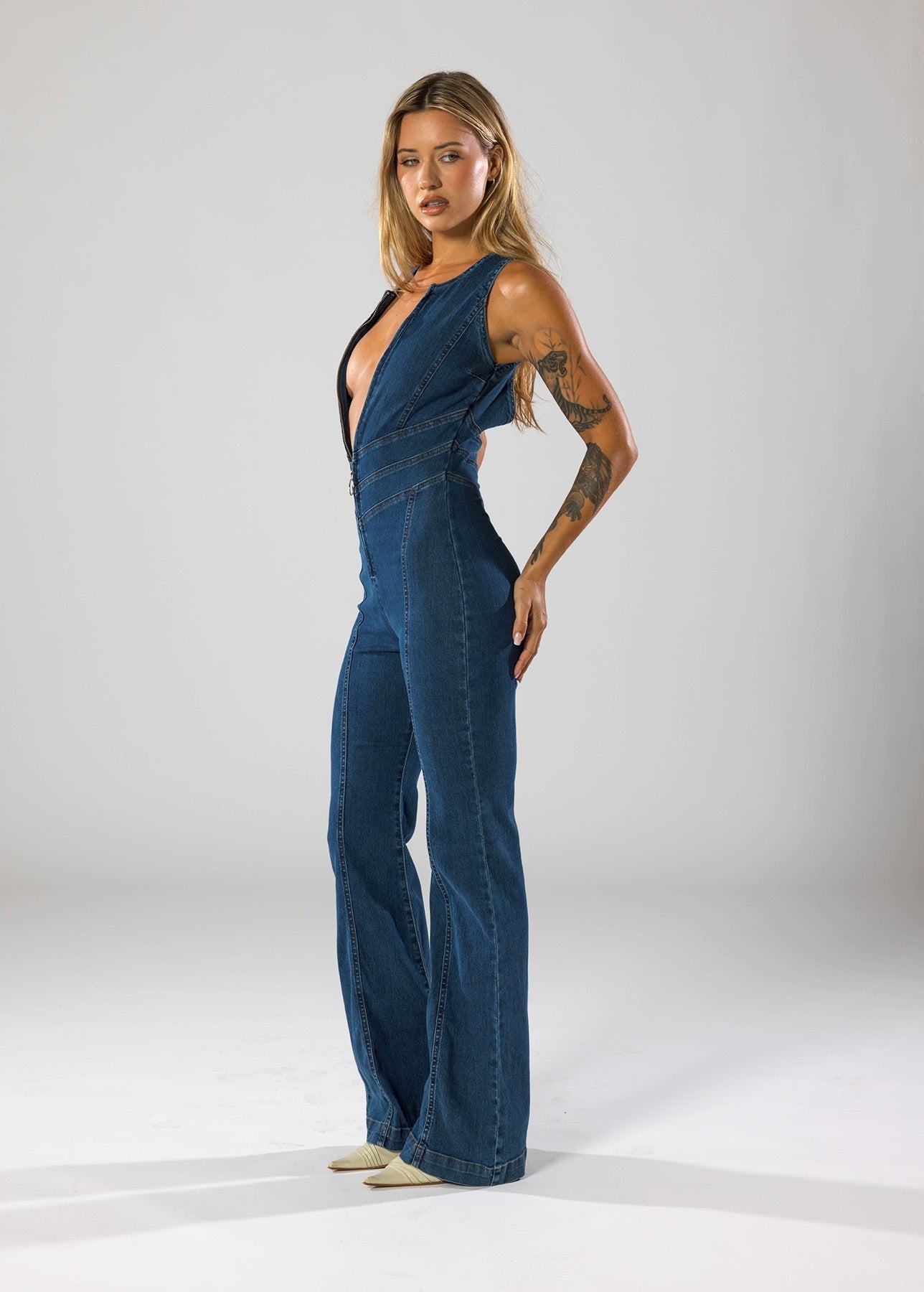 Denim Jumpsuit Dames met Hartvormige Uitsnede - Valentina Romano