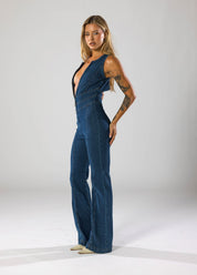 Denim Jumpsuit Dames met Hartvormige Uitsnede - Valentina Romano