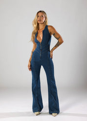 Denim Jumpsuit Dames met Hartvormige Uitsnede - Valentina Romano
