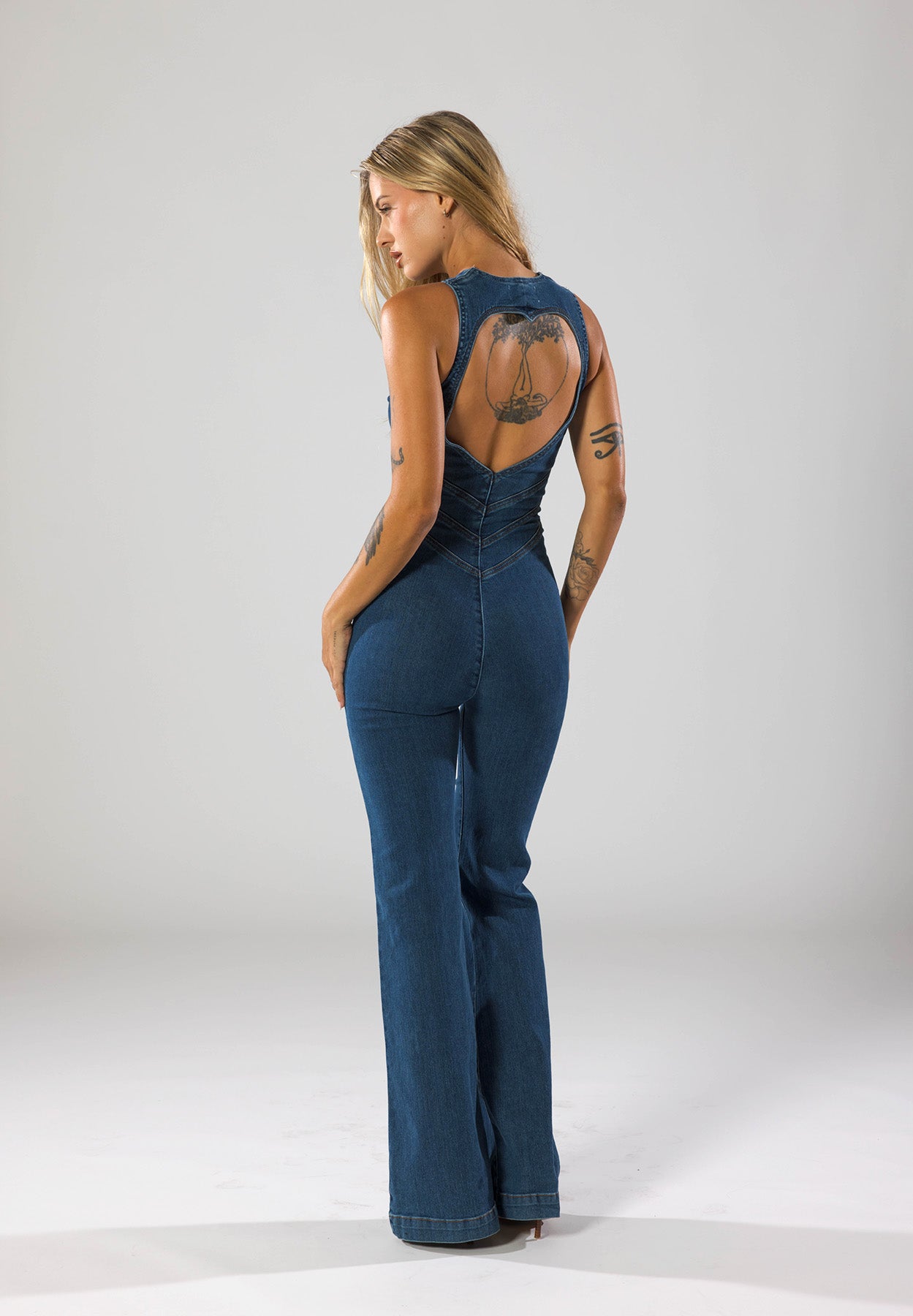 Denim Jumpsuit Dames met Hartvormige Uitsnede - Valentina Romano