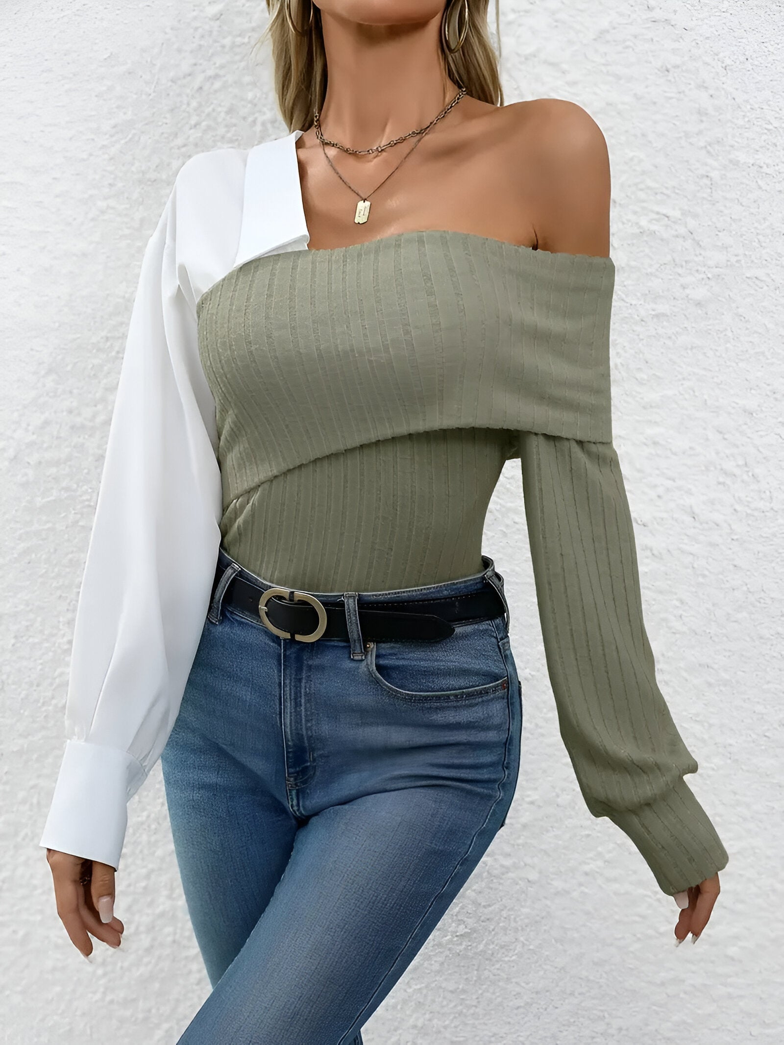 Berlinn Top | One-Shoulder Top van Zachte Gebreide Stof