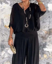 Anfisa Set | Bohemian Twee-Delige Dames Set met Oversized Top en Wijde Broek