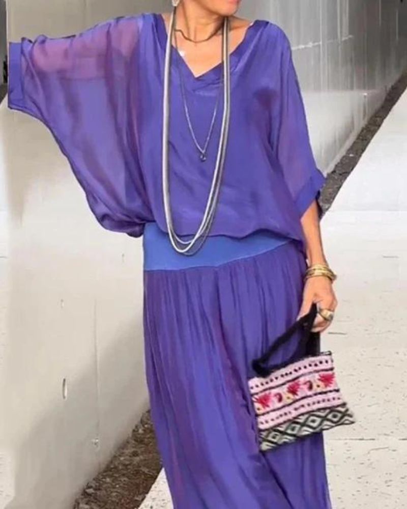 Anfisa Set | Bohemian Twee-Delige Dames Set met Oversized Top en Wijde Broek