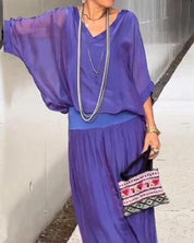 Anfisa Set | Bohemian Twee-Delige Dames Set met Oversized Top en Wijde Broek