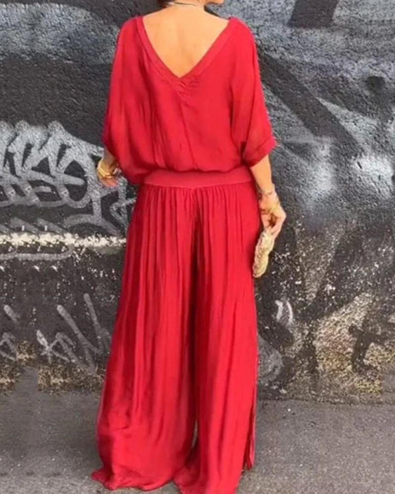 Anfisa Set | Bohemian Twee-Delige Dames Set met Oversized Top en Wijde Broek