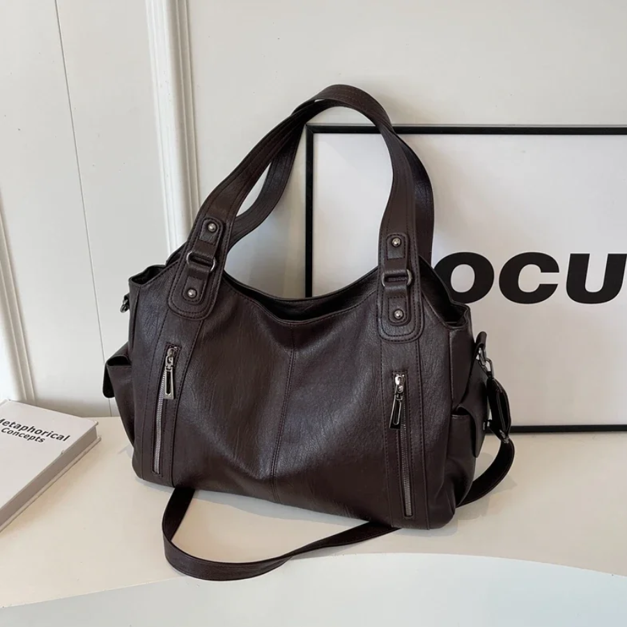 Amber Schoudertas | Luxe Vegan Leren Tas met Ruime Indeling en Chique Design