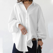 Alfreda Blouse | Oversized Button-Up Blouse met Relaxte Pasvorm en Tijdloze Stijl
