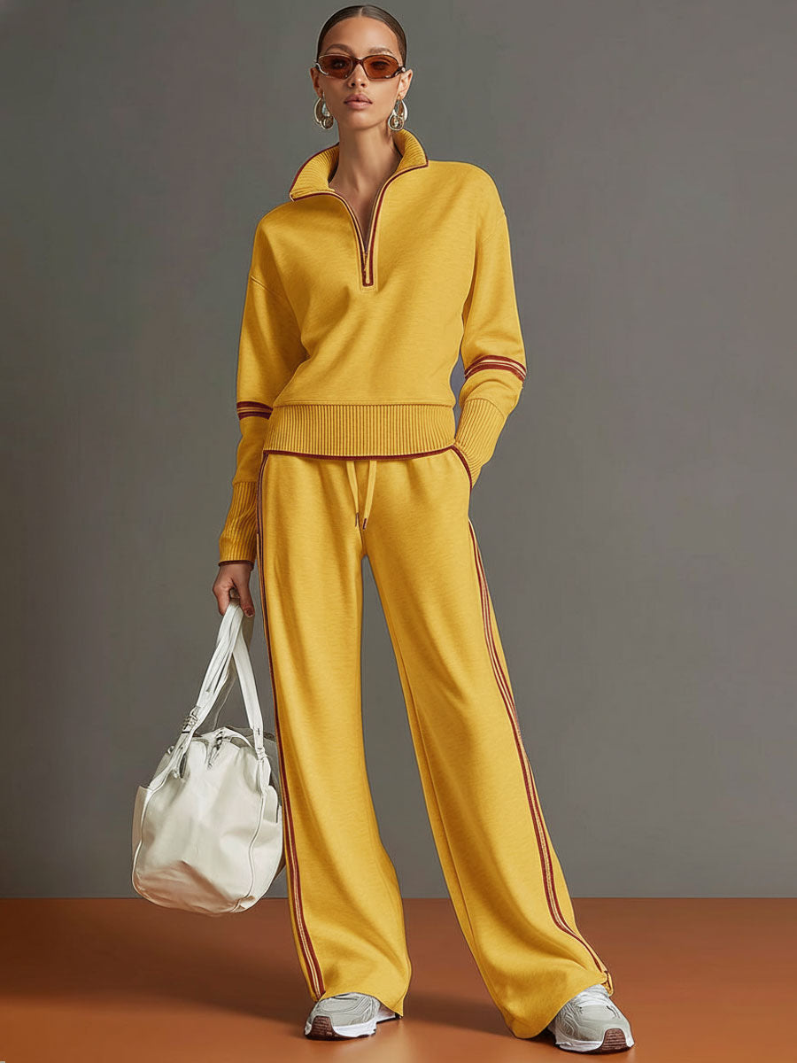 Tweedelige Retro set dames wide leg broek en sweater, co-ord set zomer - Luna Visconti