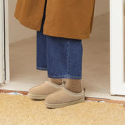 Marina Leren pantoffels dames – luxe suède sloffen met warme pluche voering