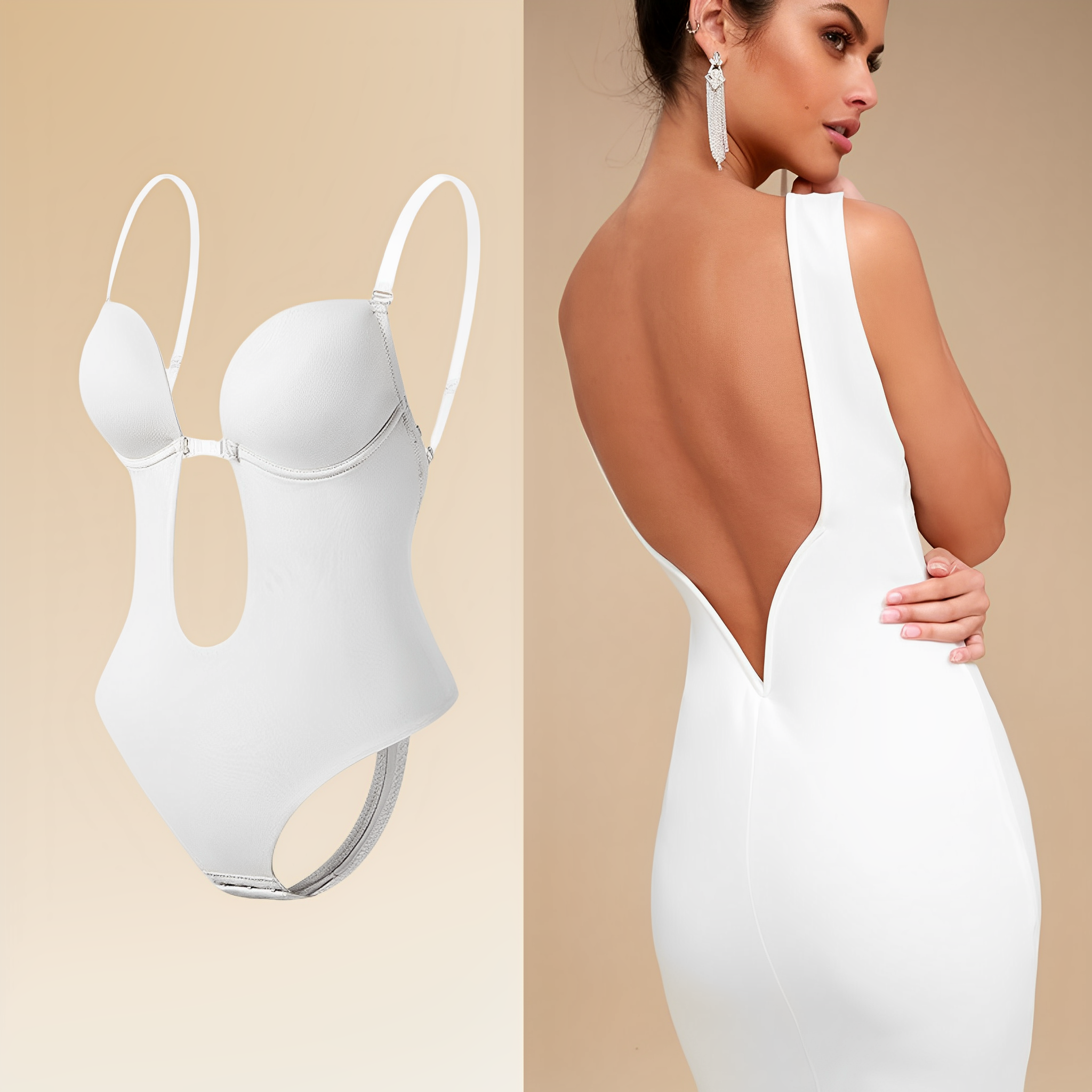 Bodysuit Dames met Open Rug en Naadloze Pasvorm voor onder Rugvrije Kleding - Elisa Conti