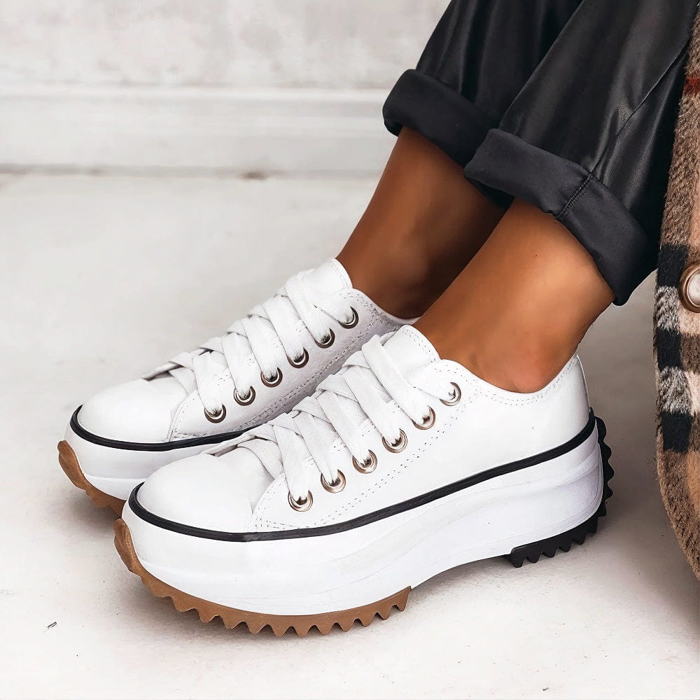 Annabell Sneakers | Leren Platform Sneakers met Comfortzool en Verhoogde Hak