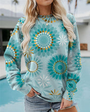 Noa Sweater | Casual Damestrui met Geometrische Print en Losse Pasvorm