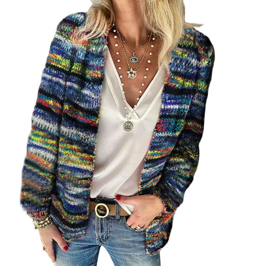 Alessia Vest | Gebreid Damesvest met Kleurrijk Patroon en Losvallende Pasvorm