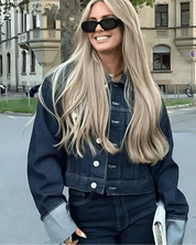 Sofia Denim Twee-Delen Ensemble met Lange Mouwen en Kraag – Stijlvol & Tijdloos