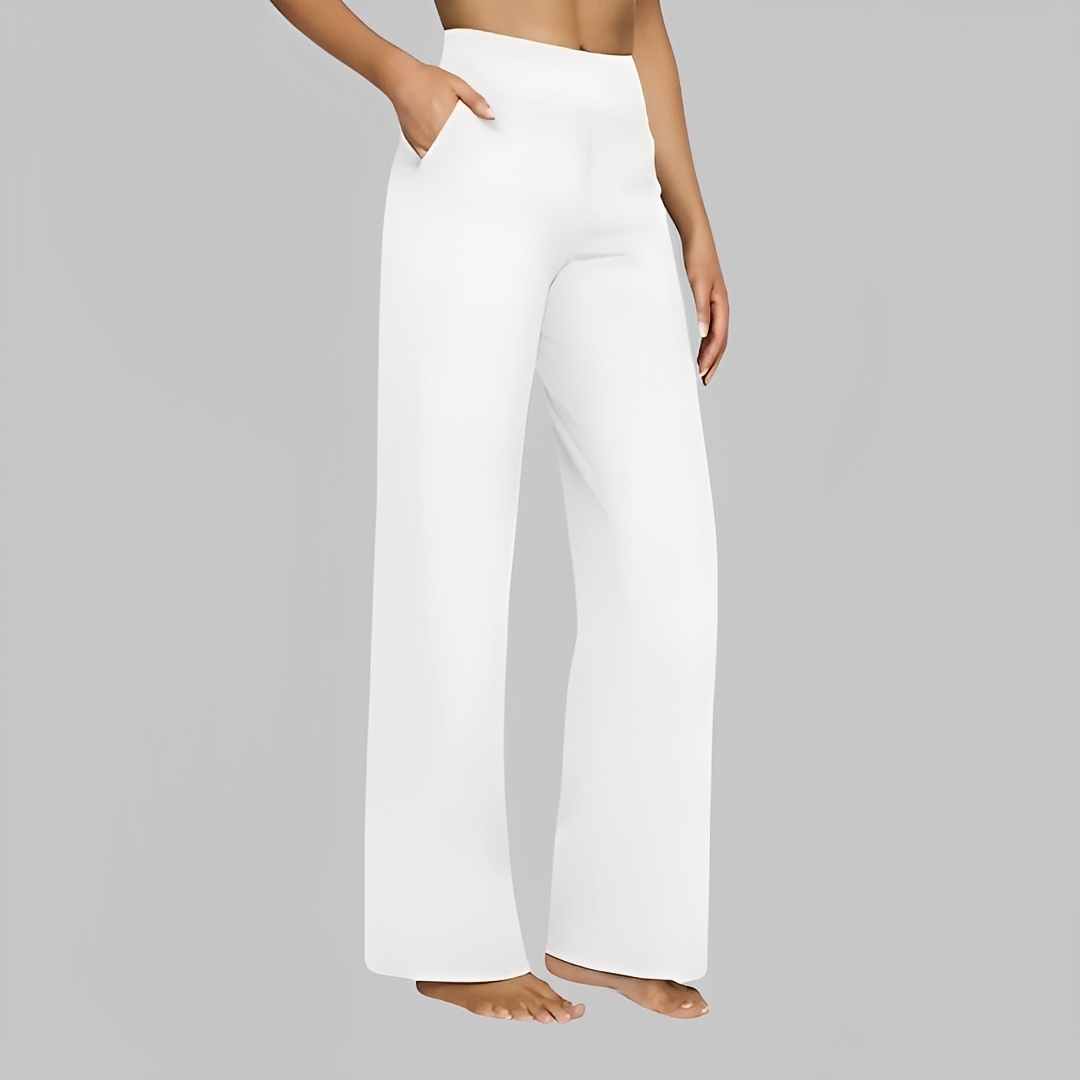 Wide Leg Broek Dames met Elastische Taille en Rechte Pijp, Comfortabel en Stijlvol - Chiara Lombardi