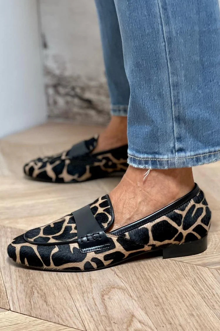 Dames Loafers Dierenprint Giraffe Print Platte Zool Casual Dagelijks - Zwart - Maelen