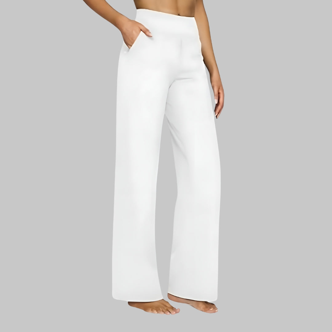 Lia Stretchbroek Dames met Comfortabele Pasvorm, Hoge Taille en Zachte Stretchstof - Zwart/Rood/Blauw