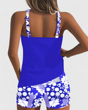 Tankini Set Dames met Bloemenprint Top en High Waist Shorts, Verstelbare Bandjes - Bianca Solaro