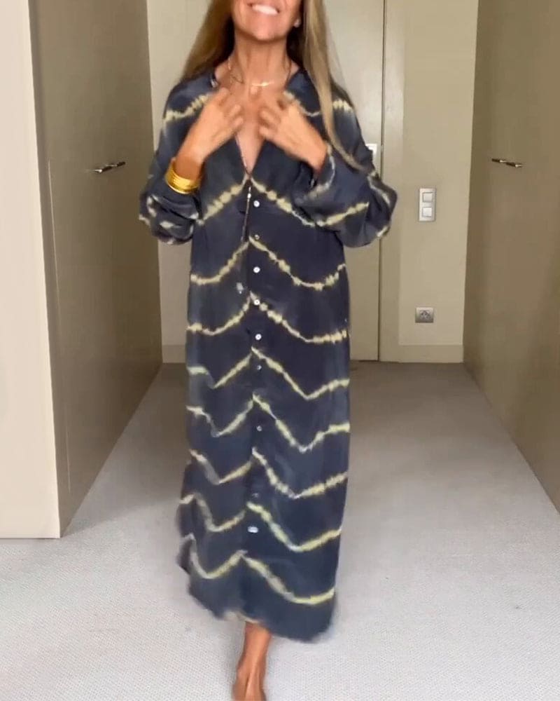 Aurelia Jurk | Zomerse V-Hals Jurk met Boho Print, Losse Pasvorm en Zakken