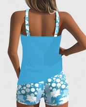 Tankini Set Dames met Bloemenprint Top en High Waist Shorts, Verstelbare Bandjes - Bianca Solaro