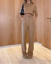 Elena Set | Tweedelig Pak met Effen Kleur, Comfortabele Pasvorm en Tijdloze Elegantie