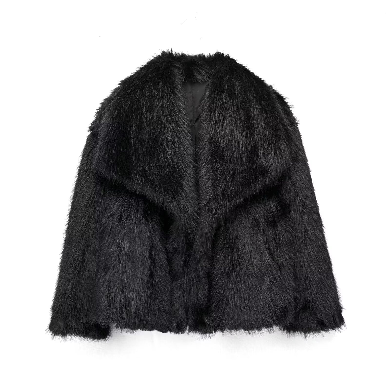 Viviana Luxe Plush Coat | Dames Winterjas met Zachte Pluche, Turn-Down Kraag en Vintage Chic