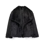Viviana Luxe Plush Coat | Dames Winterjas met Zachte Pluche, Turn-Down Kraag en Vintage Chic