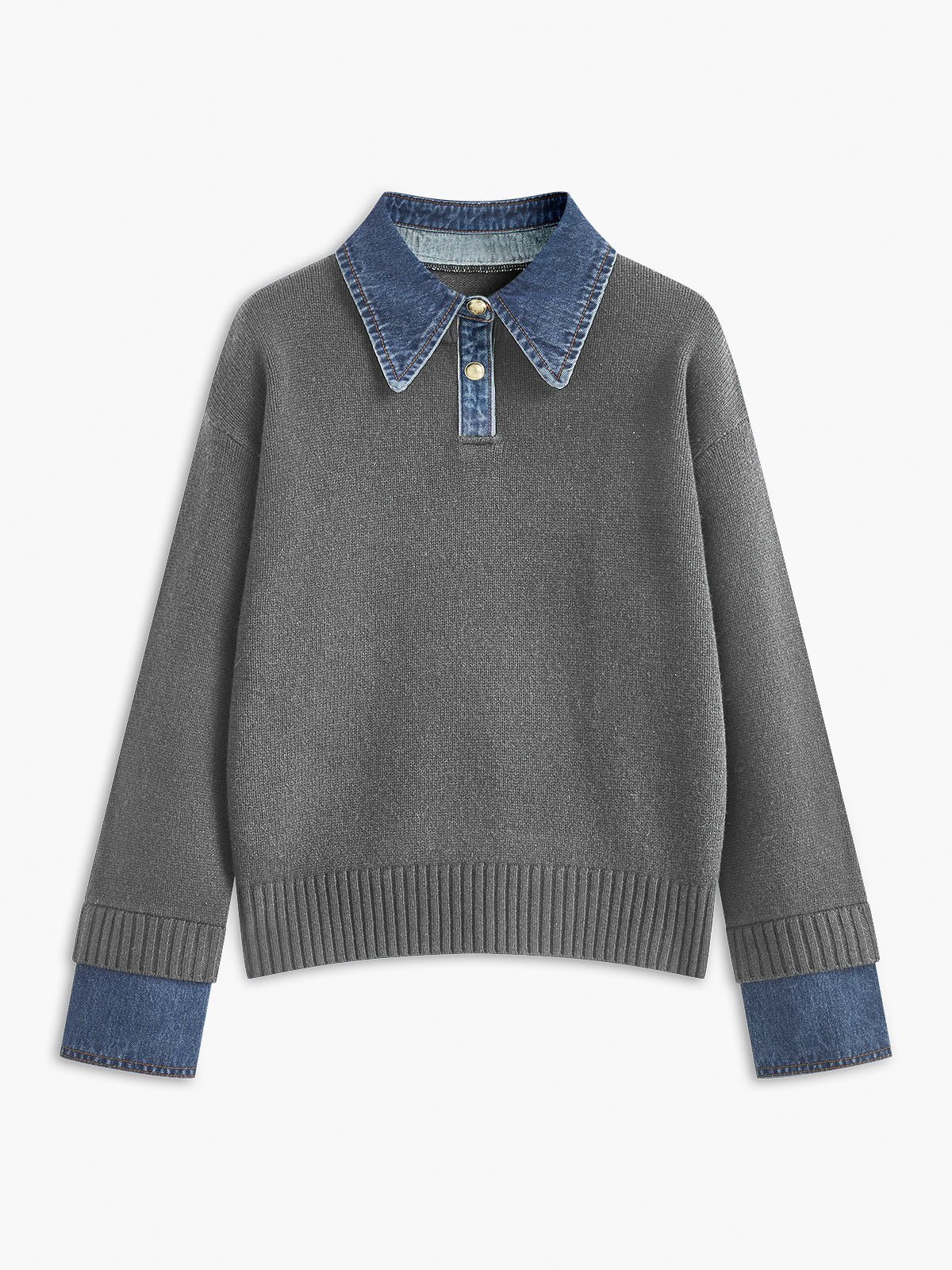 Stijvolle 2 in 1 Dames Sweater met Denim Kraag | Alessia Romano