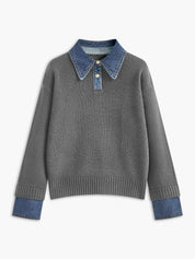 Stijvolle 2 in 1 Dames Sweater met Denim Kraag | Alessia Romano