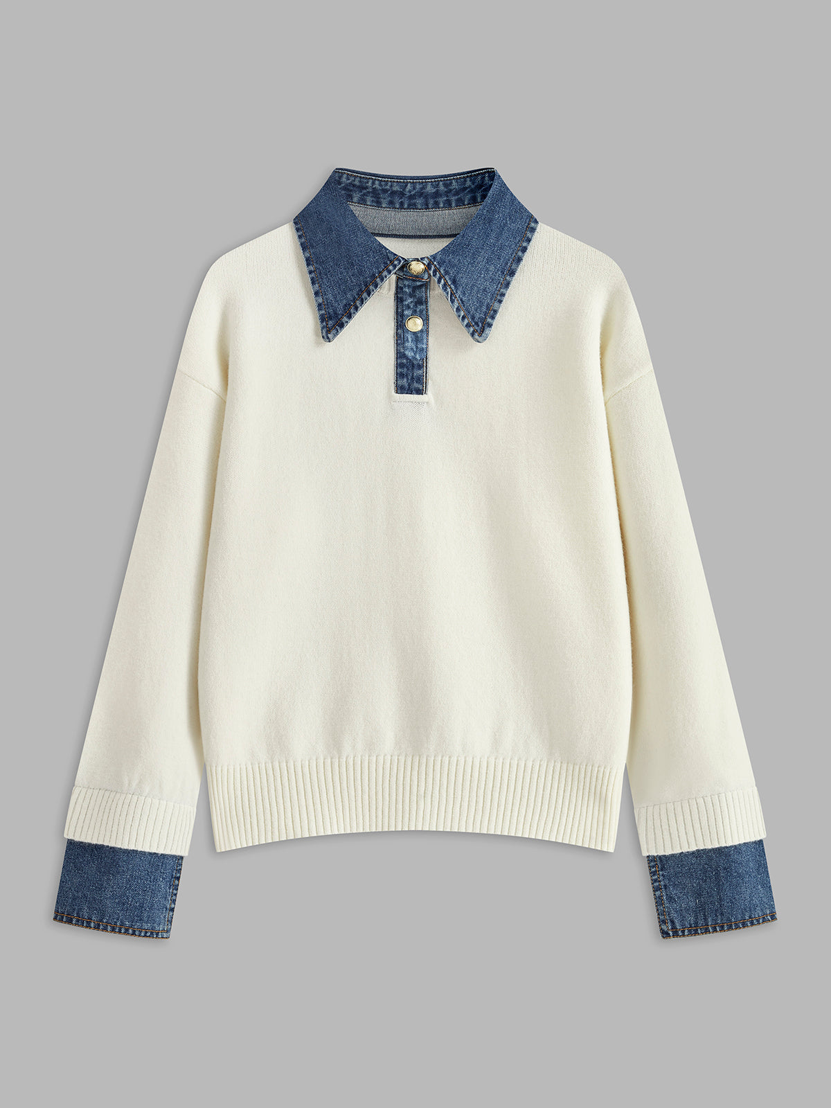 Stijvolle 2 in 1 Dames Sweater met Denim Kraag | Alessia Romano