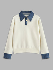 Stijvolle 2 in 1 Dames Sweater met Denim Kraag | Alessia Romano