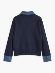 Stijvolle 2 in 1 Dames Sweater met Denim Kraag | Alessia Romano