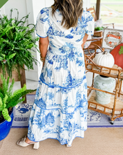 Dames A-lijn Maxi Jurk met Rits Smocked Taille Lente en Zomer - Mauve Bruin / Blauw / Zwart - Maelen