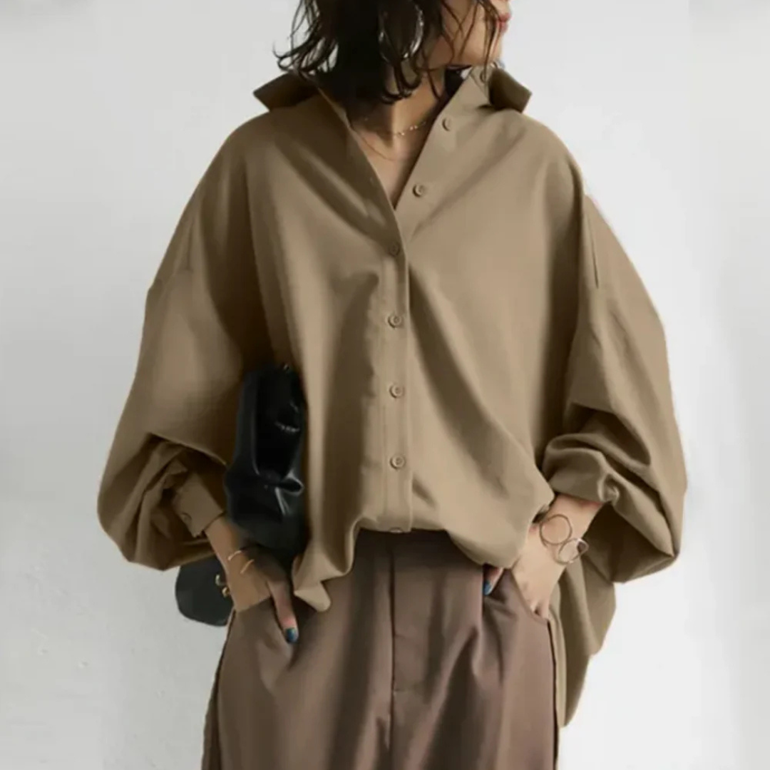 Alfreda Blouse | Oversized Button-Up Blouse met Relaxte Pasvorm en Tijdloze Stijl