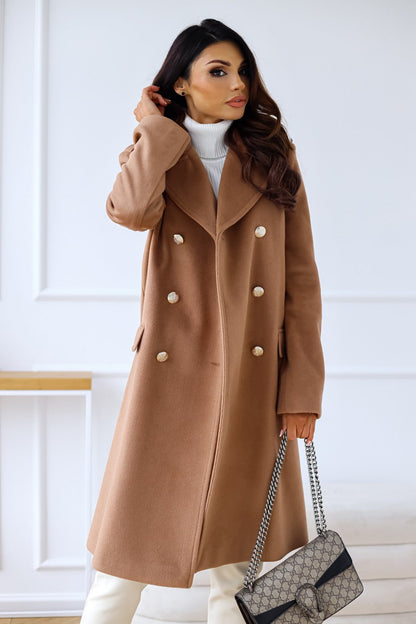 Valeria Jas | Elegante Getailleerde Double-Breasted Half Lange Jas