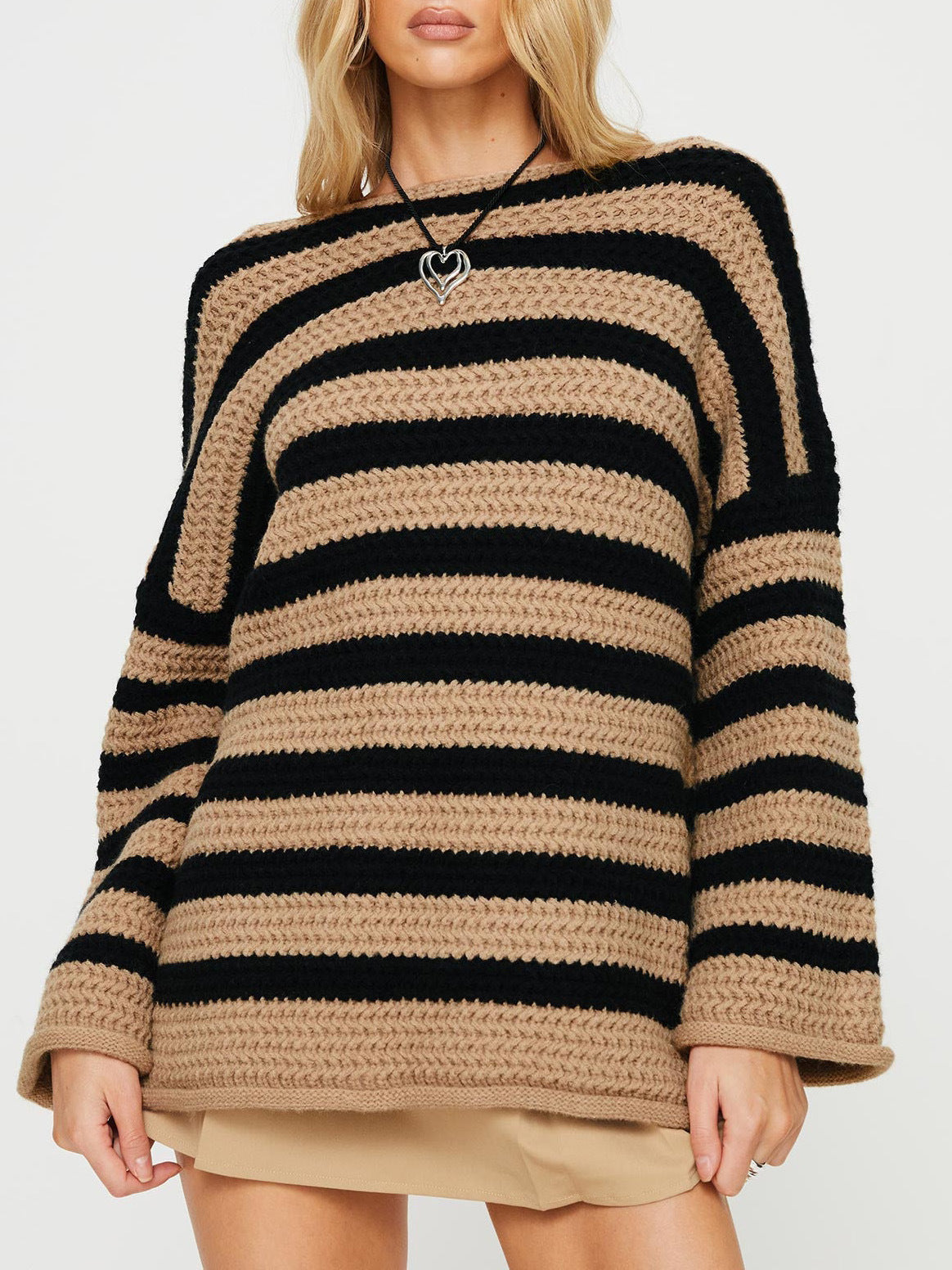 Martina Wool Sweater | Zachte Damestrui met Felle Strepen en Comfortabele Oversized Pasvorm