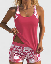 Tankini Set Dames met Bloemenprint Top en High Waist Shorts, Verstelbare Bandjes - Bianca Solaro