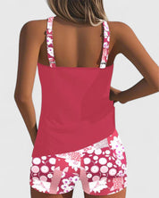 Tankini Set Dames met Bloemenprint Top en High Waist Shorts, Verstelbare Bandjes - Bianca Solaro