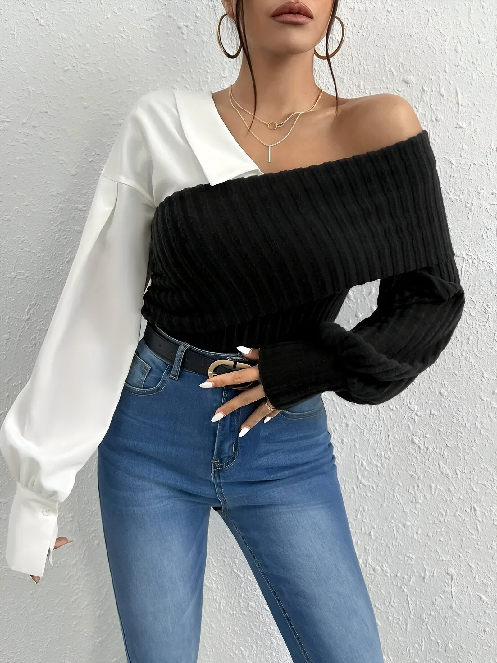Berlinn Top | One-Shoulder Top van Zachte Gebreide Stof
