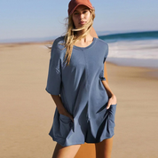 Mila Romper | Tweezijdig Draagbare Oversized T-shirt set Romper met V-Detail en Voorzakken