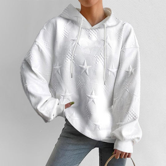 Sienna Hoodie | Dameshoodie met Reliëf Ster en Comfortabele Losse Pasvorm