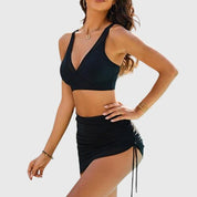 Bikini Set Dames met Mesh Strandrokje, High Waist en Ondersteunende Top - Camilla Greco