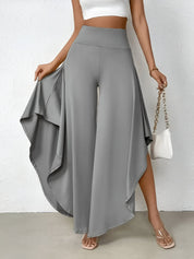 Elena Wide-Leg Pants | Damesbroek met Hoge Taille, Asymmetrische Zoom en Luchtige Wijde Pijpen