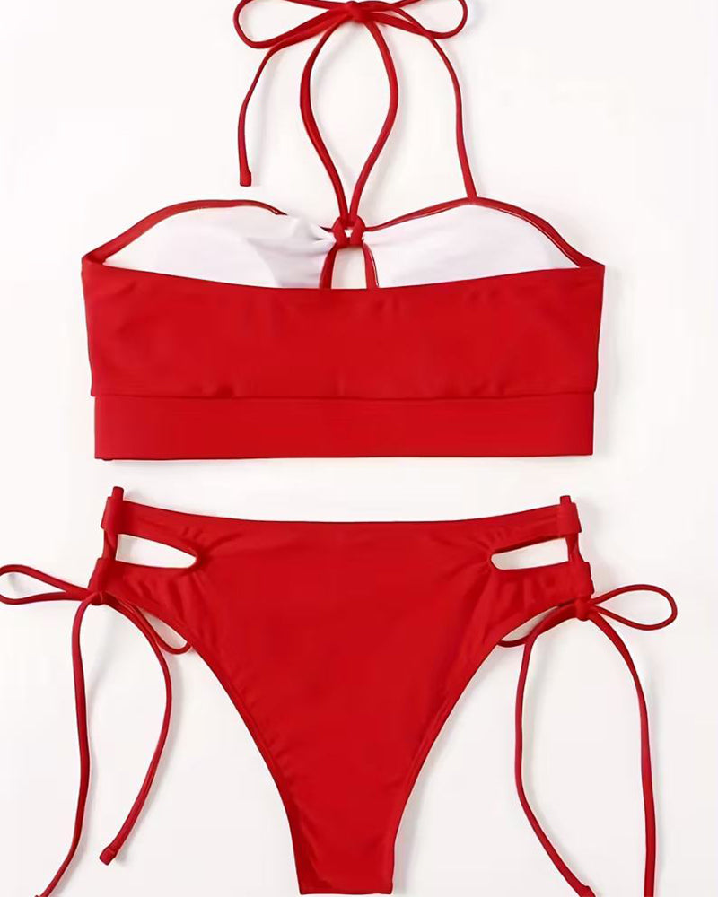 String Bikini Set Dames met Verstelbare Strikjes en Halter Top - Serena Palomino