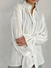 Benja Overhemd | Dames overhemd met geborduurde kraag en elegante knoopsluiting