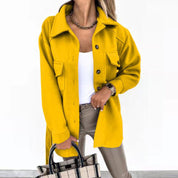 Dames Overshirt Knopen Grote Zakken Middellang Casual Herfst Lente - Wit / Beige / Khaki - Maelen