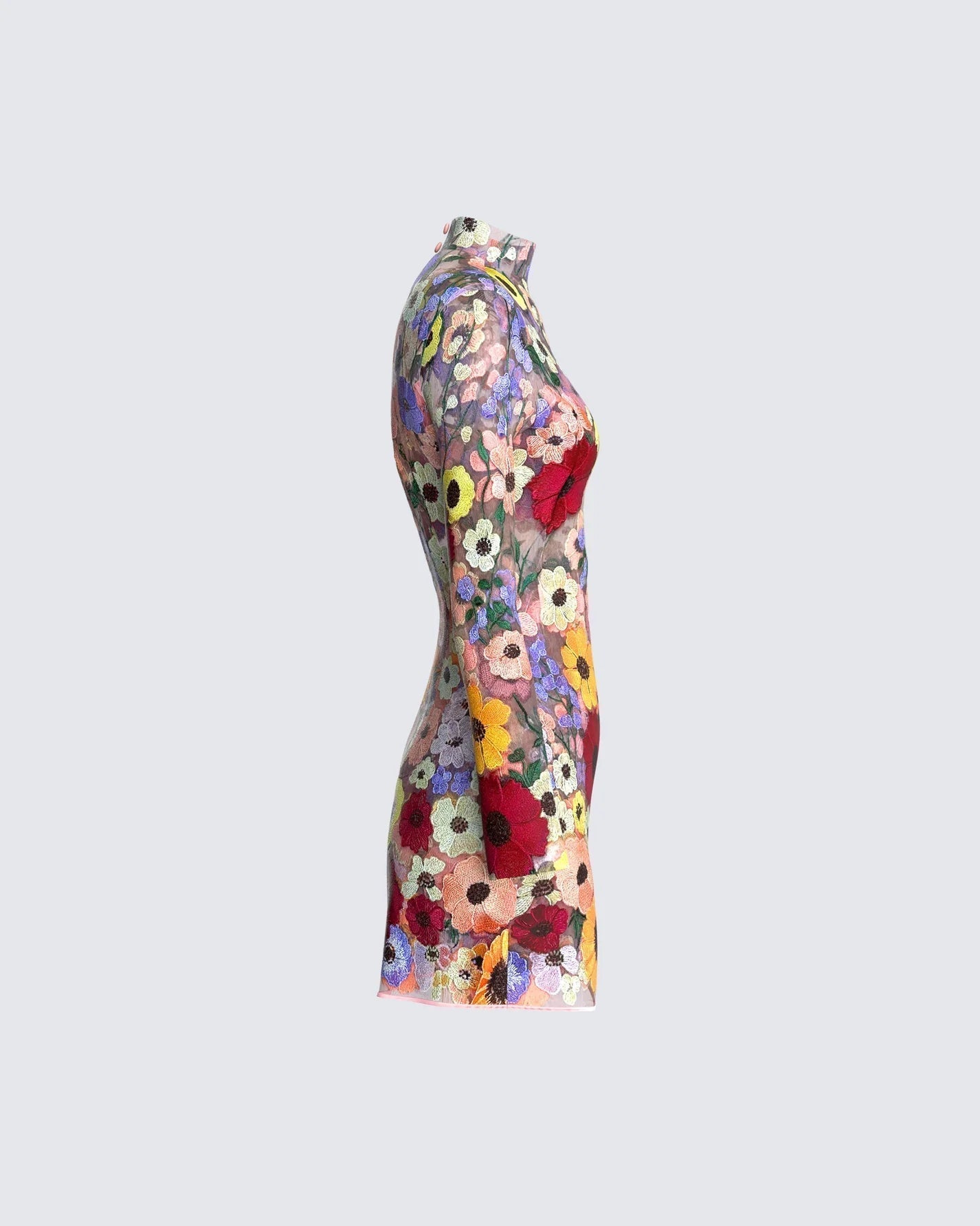 Fiorella Jurk | Bodycon Damesjurk met 3D Bloemenprint en Lange Mouwen
