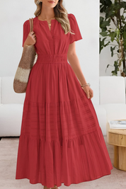 Boho Zomerjurk Dames Bloemenprint V-hals Korte Mouwen - Geel / Zwart / Roze - Maelen